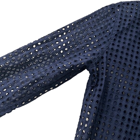 Equipment Peacoat Navy Brett Clean Contrast Oversized Eyelet Button Shirt XS NEW - Picture 3 of 7